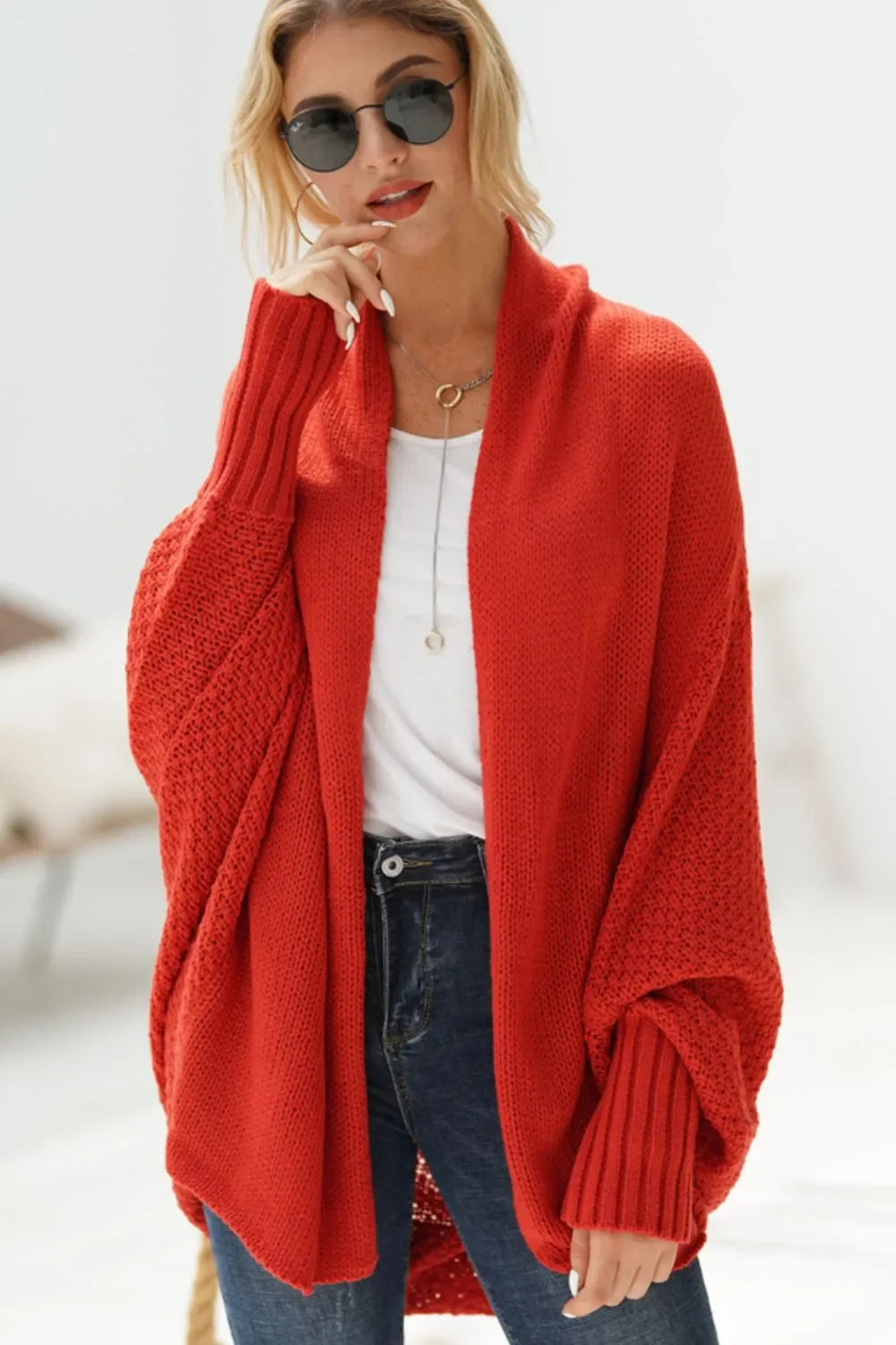Open Front Batwing Sleeve Cardigan Lightweight - Southern Shores Clothing