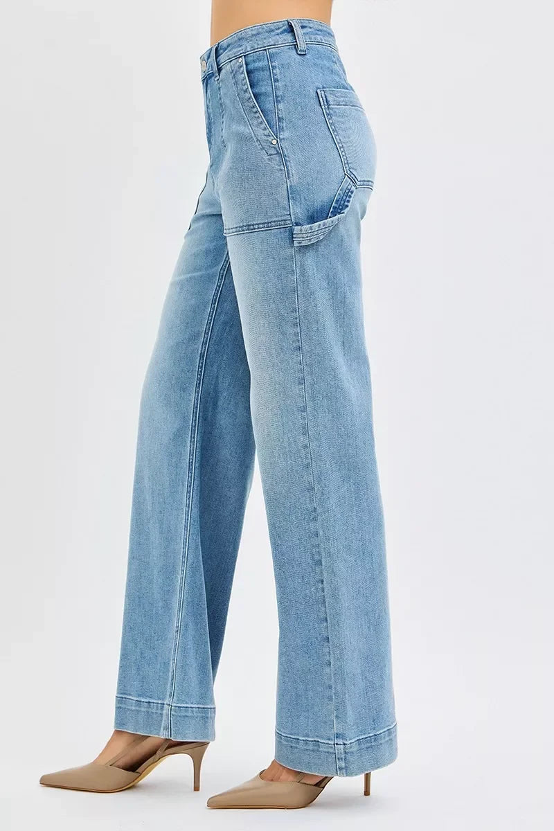 Plus Size High Rise Straight Leg Denim Stretch Jeans - Southern Shores Clothing