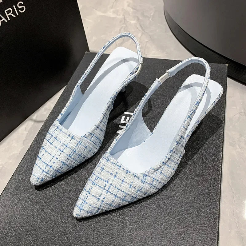 Comfortable Point Toe Kitten Heel Slingback Pumps - Southern Shores Clothing