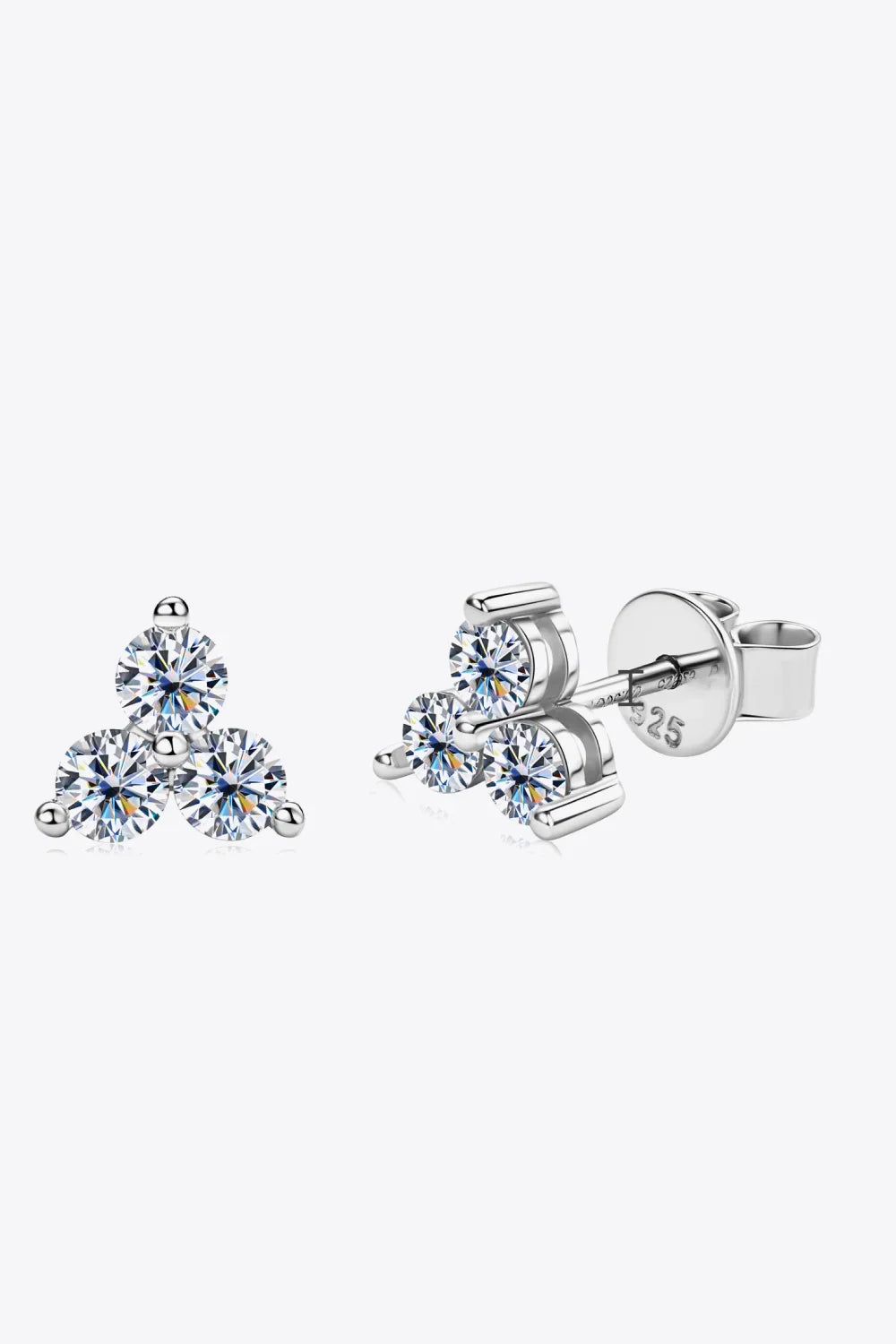 Minimalist Moissanite Sterling Silver Stud Earrings - Southern Shores Clothing
