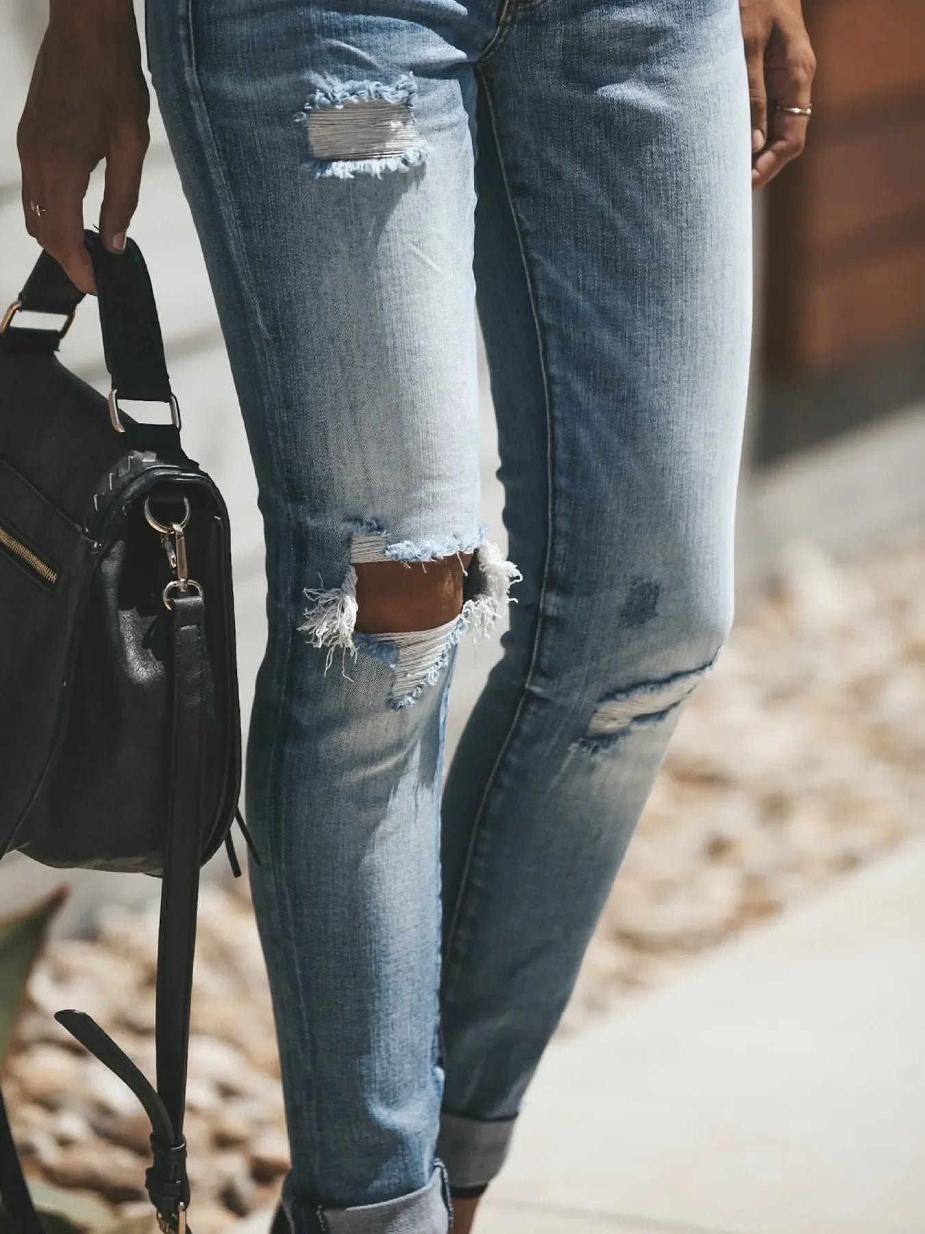 Coastal Distressed Button-Fly Skinny Jeans With Stretch - Southern Shores Clothing