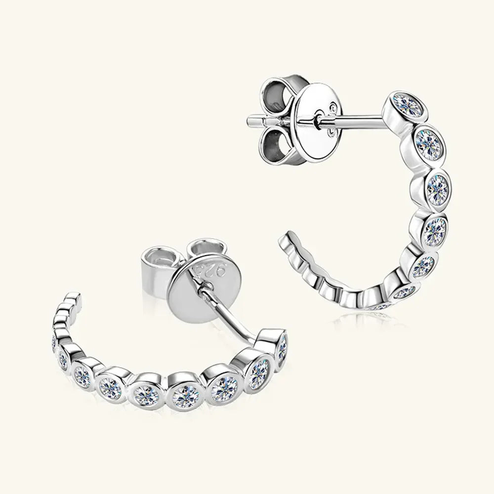 Moissanite Inlaid Sterling Silver Hoop Earrings - Southern Shores Clothing