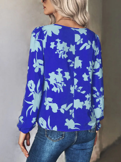 Southern Shores Clothing Printed Tie Neck Long Sleeve Blouse In Polyester Blend - Southern Shores Clothing