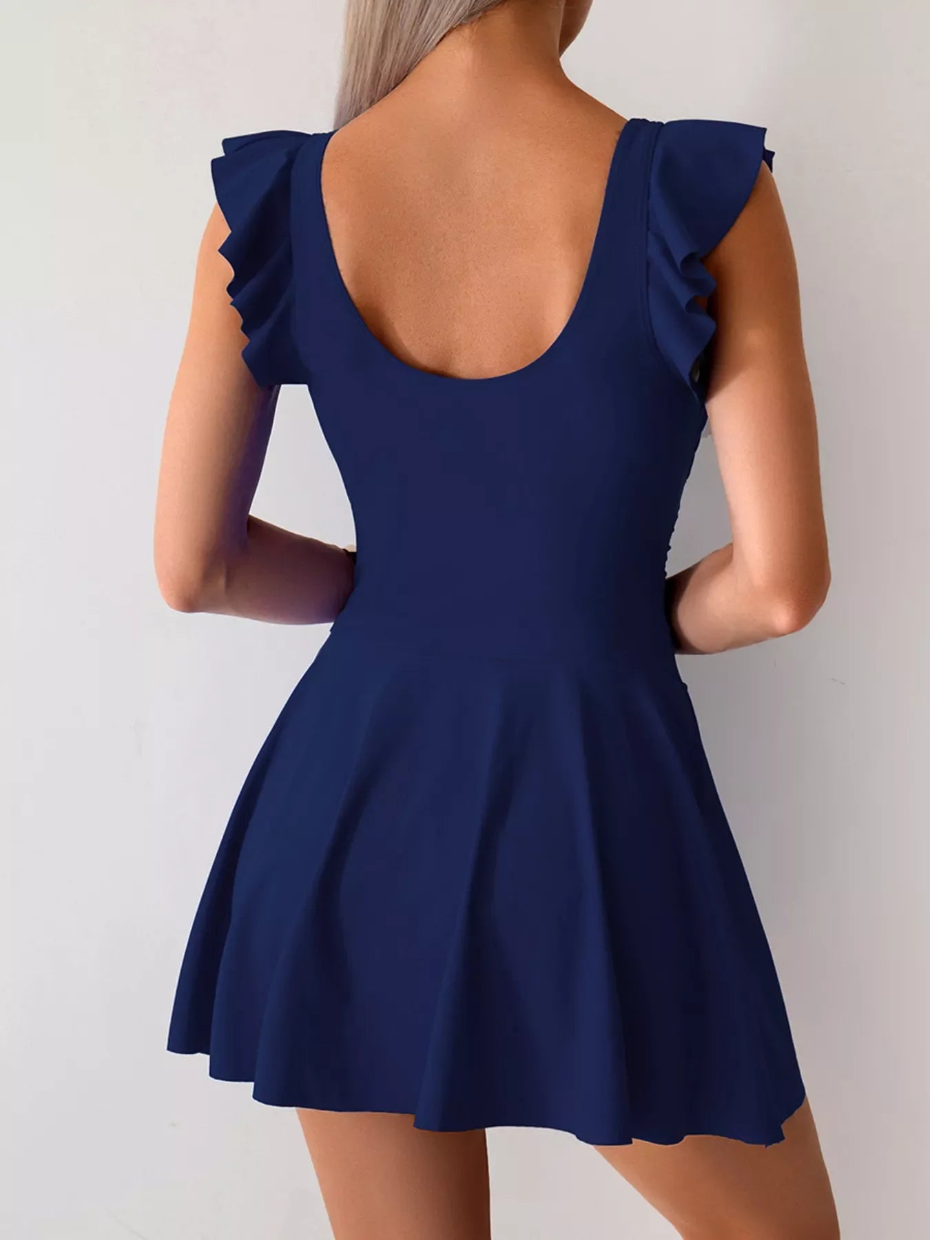 Elegant Ruffled Sleeve One-Piece Swim Dress With Skirt Detail - Southern Shores Clothing