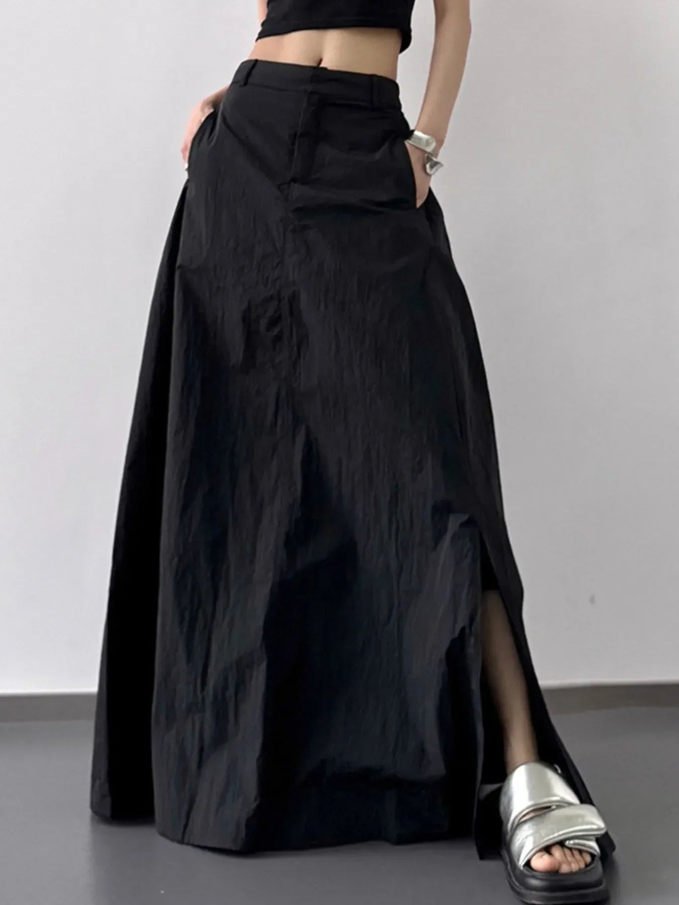High Waist Slit Maxi Skirt With Flowing Silhouette - Southern Shores Clothing