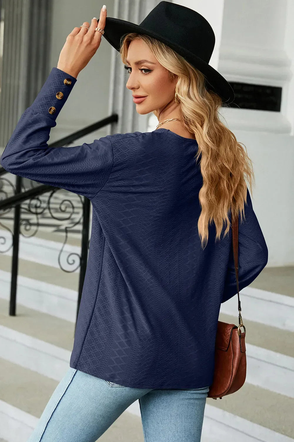 V-Neck Lantern Sleeve T-Shirt - Southern Shores Clothing