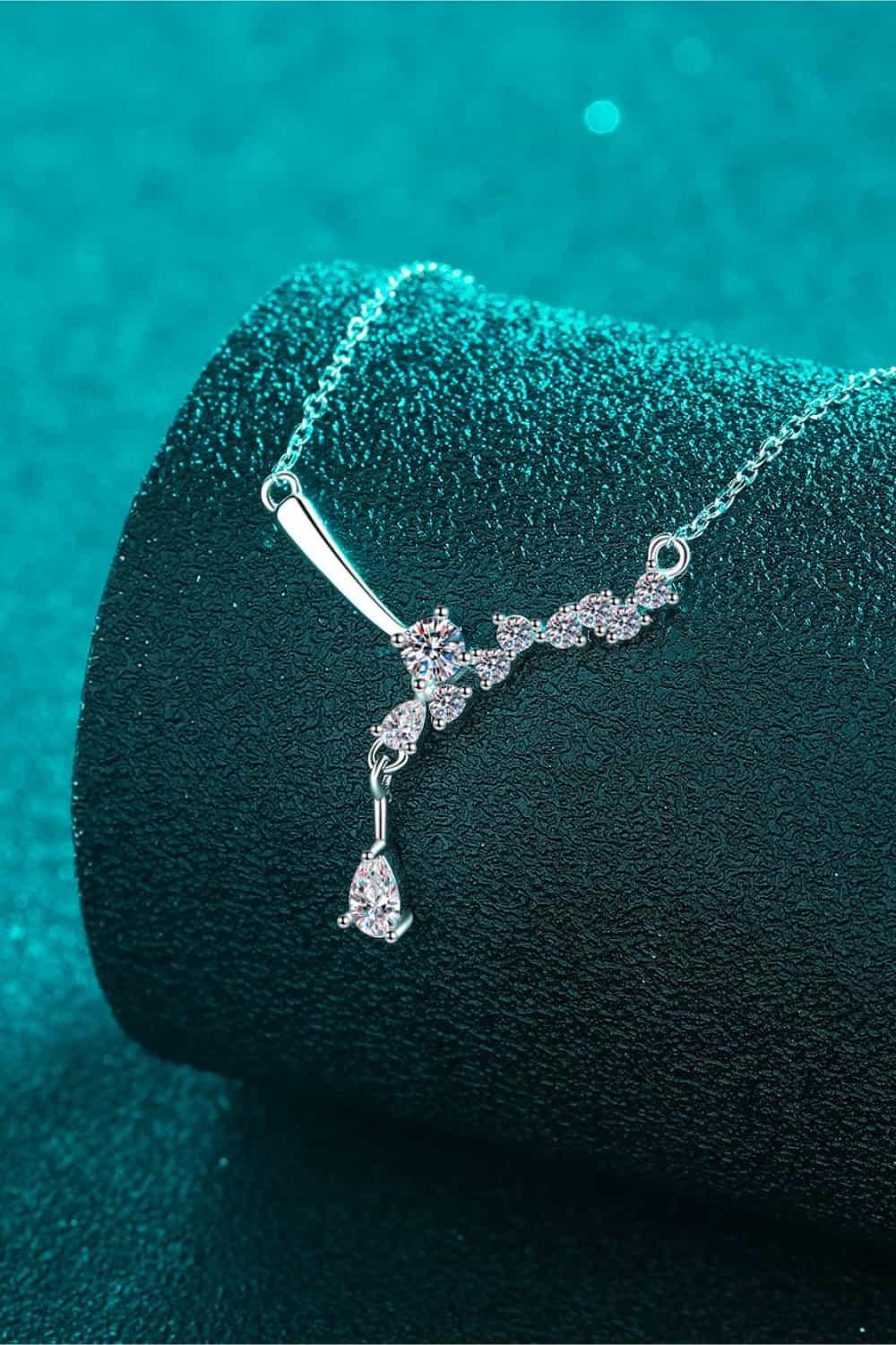 1 Carat Moissanite Necklace Rhodium Plated Sterling Silver - Southern Shores Clothing