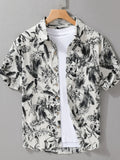 Plus Size Printed Short Sleeve Button Up Shirt - Southern Shores Clothing
