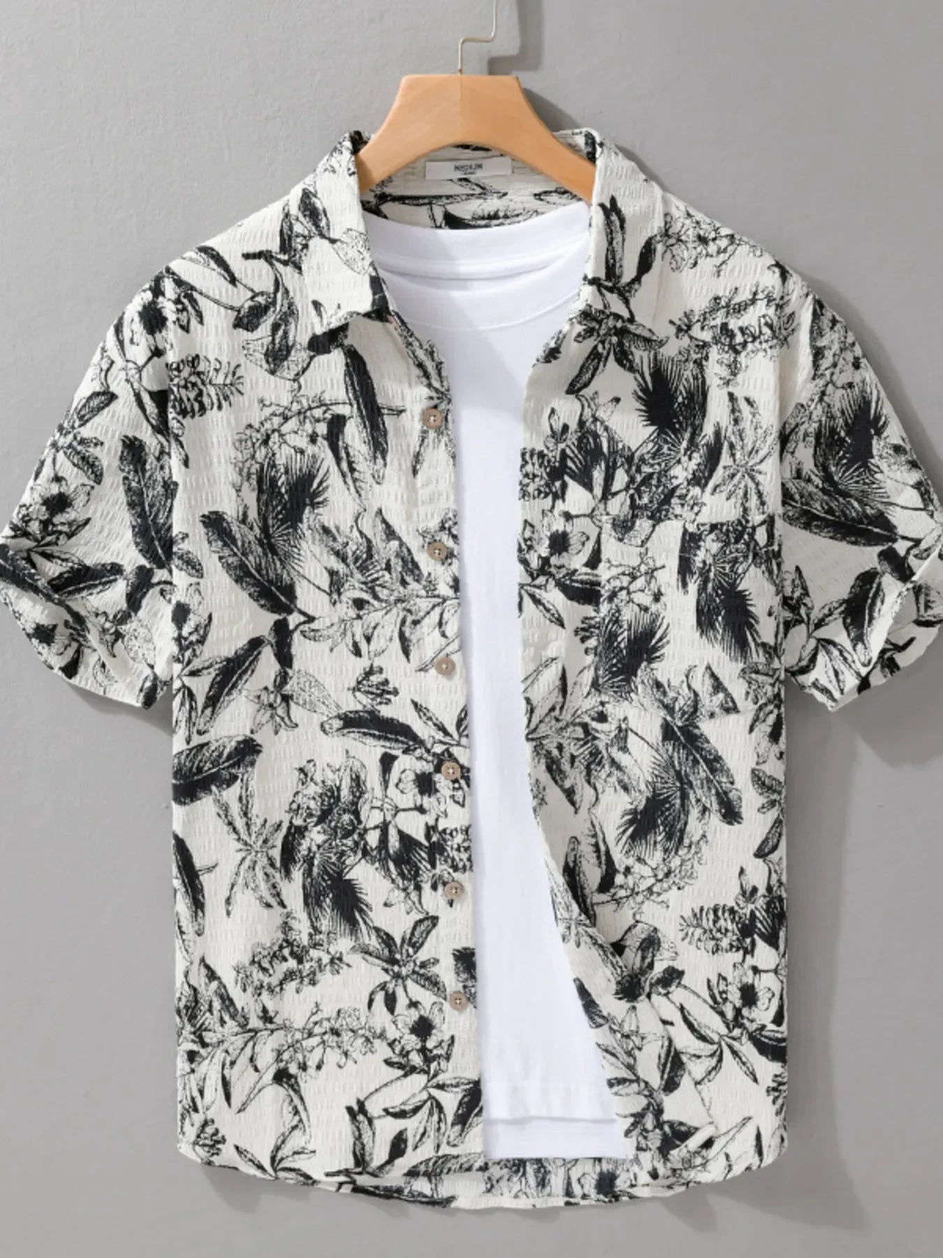 Plus Size Printed Short Sleeve Button Up Shirt - Southern Shores Clothing