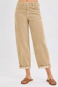 High Rise Crop Corduroy Pants With Barrel Cut - Southern Shores Clothing