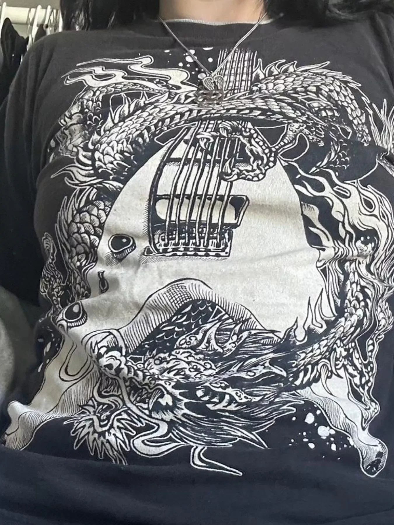 Graphic Round Neck Long Sleeve T-Shirt - Southern Shores Clothing