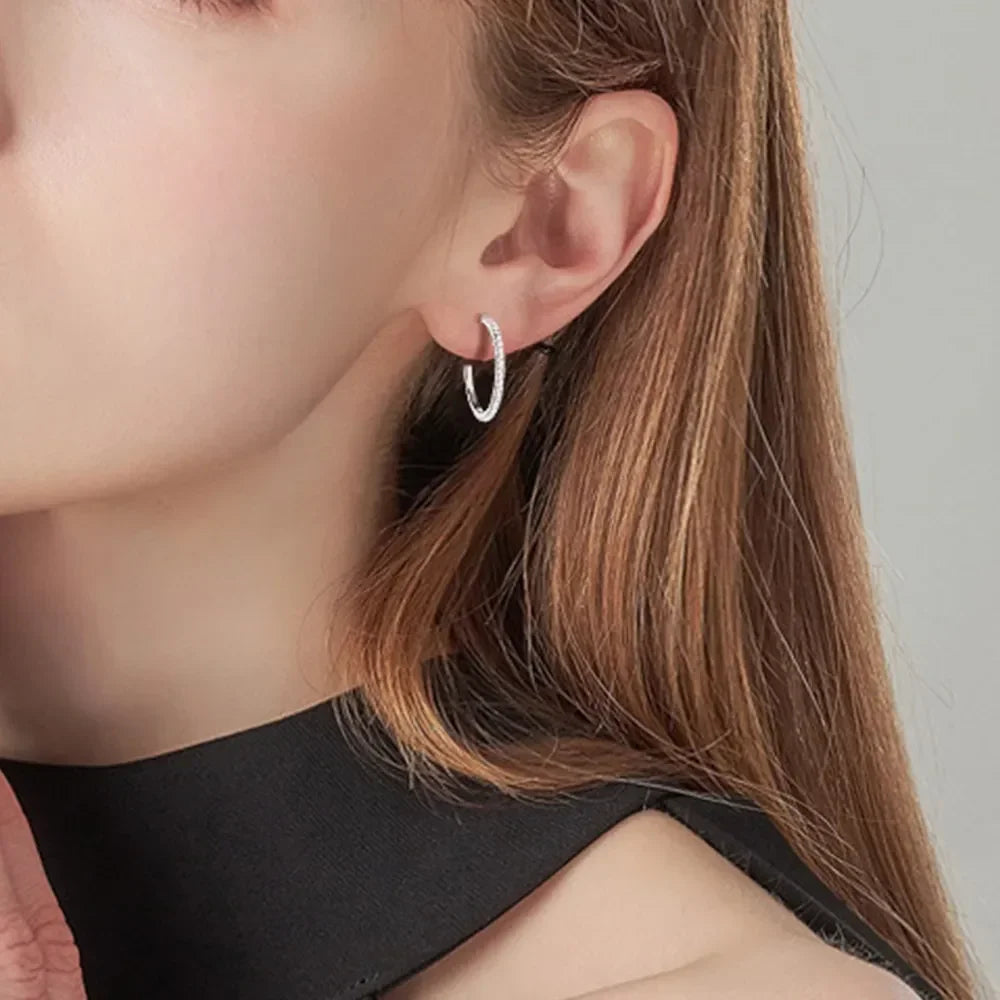 Inlaid Moissanite Gold-Plated Sterling Silver C-Hoop Earrings - Southern Shores Clothing