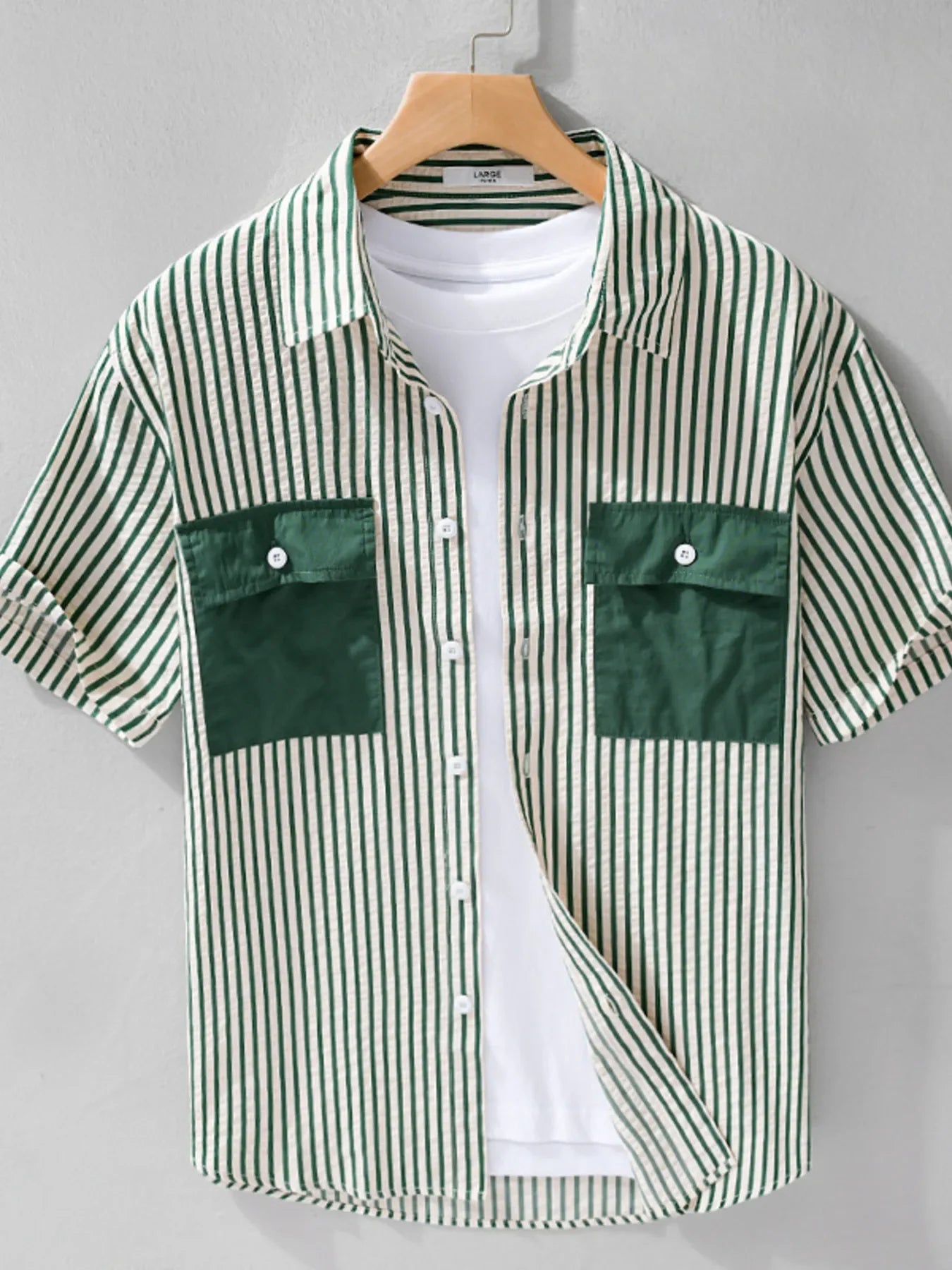 Plus Size Striped Cotton Button-Up Shirt - Southern Shores Clothing
