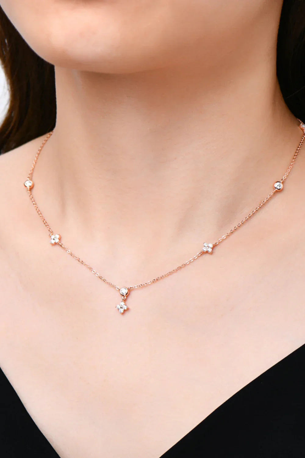 0.9-Carat Moissanite Sterling Silver Necklace 15.7-Inch Chain - Southern Shores Clothing