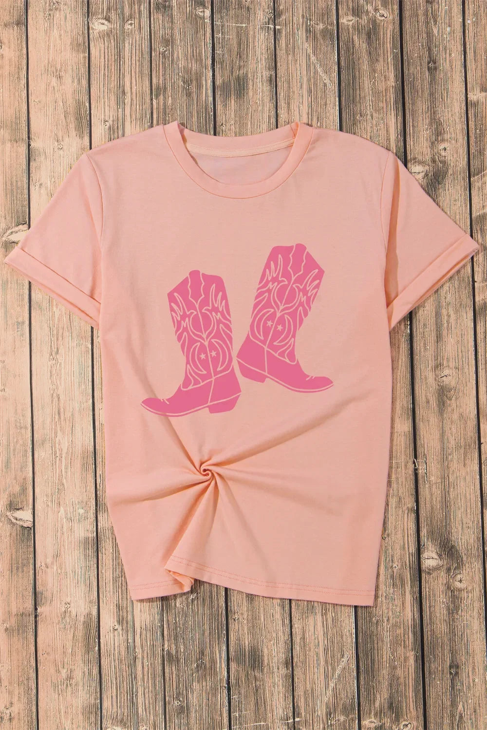 Boots Graphic Round Neck Short Sleeve T Shirt - Southern Shores Clothing