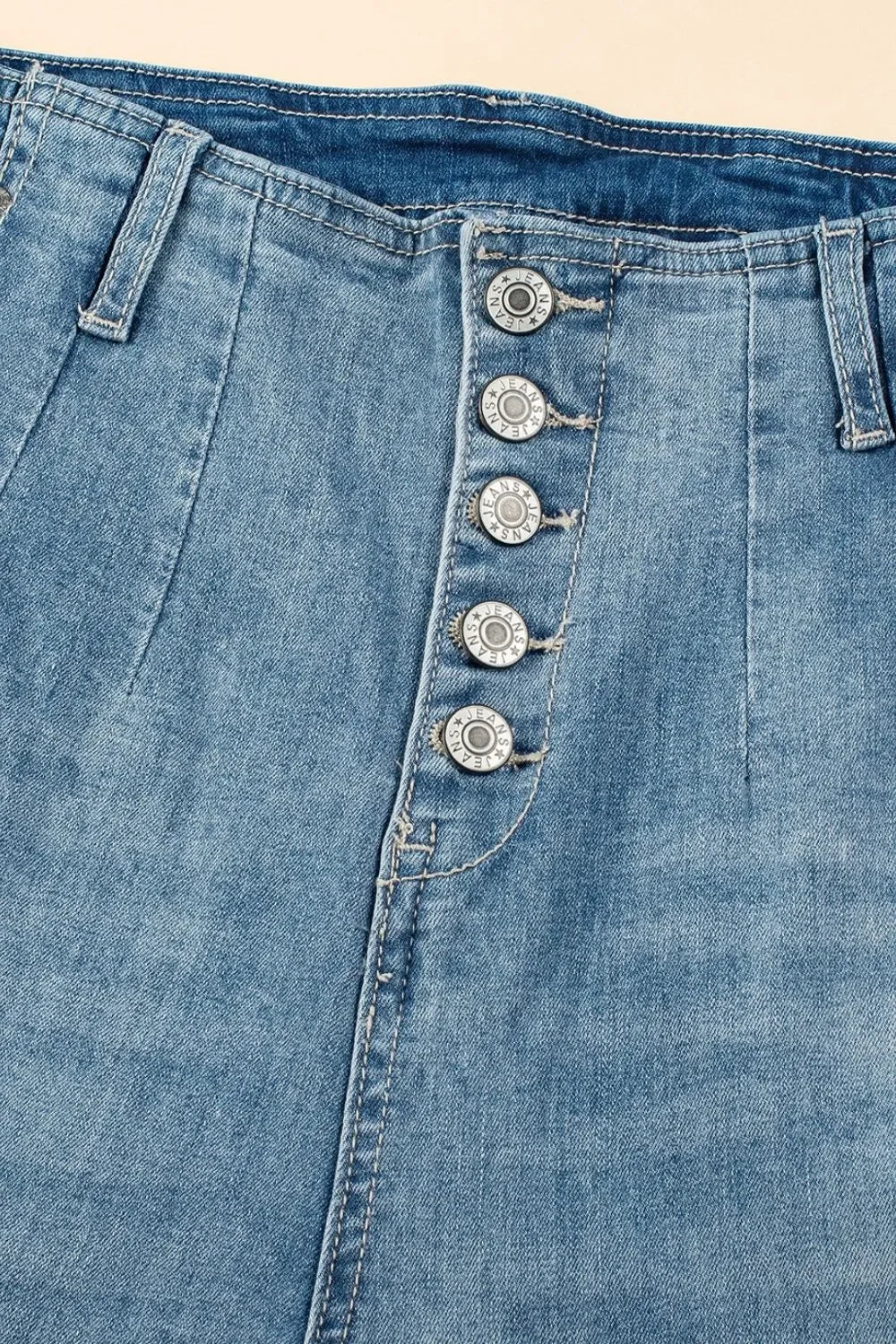Classic Nautical Inspired High Waist Button Fly Jeans