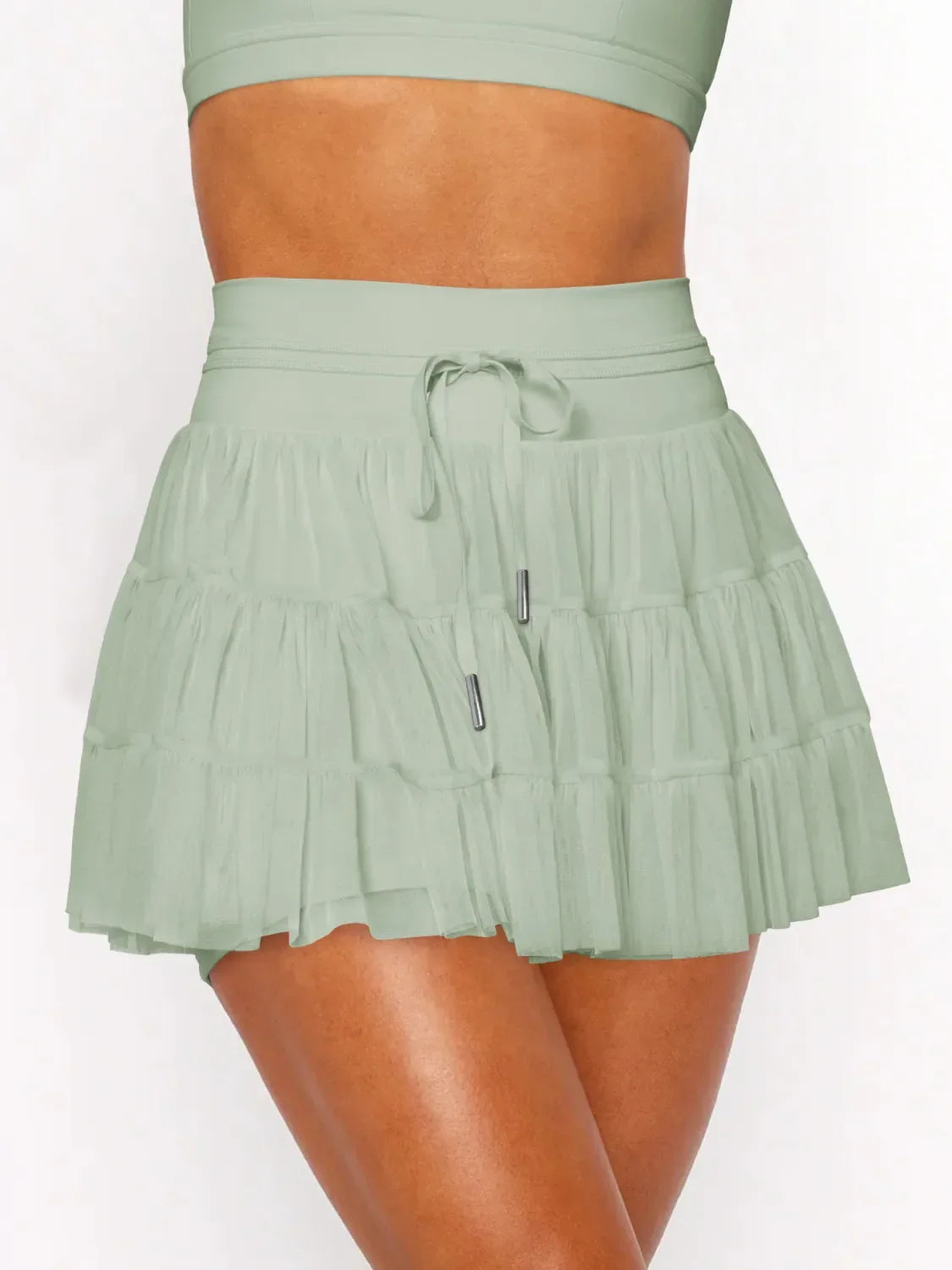 Ruched Mini Skort With Pockets Elastic Waistband - Southern Shores Clothing