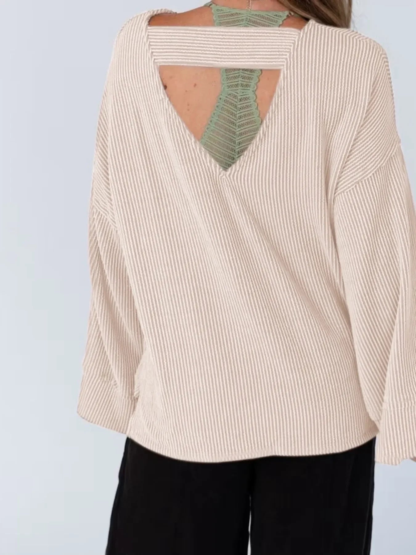Cutout Back Long Sleeve T-Shirt - Southern Shores Clothing
