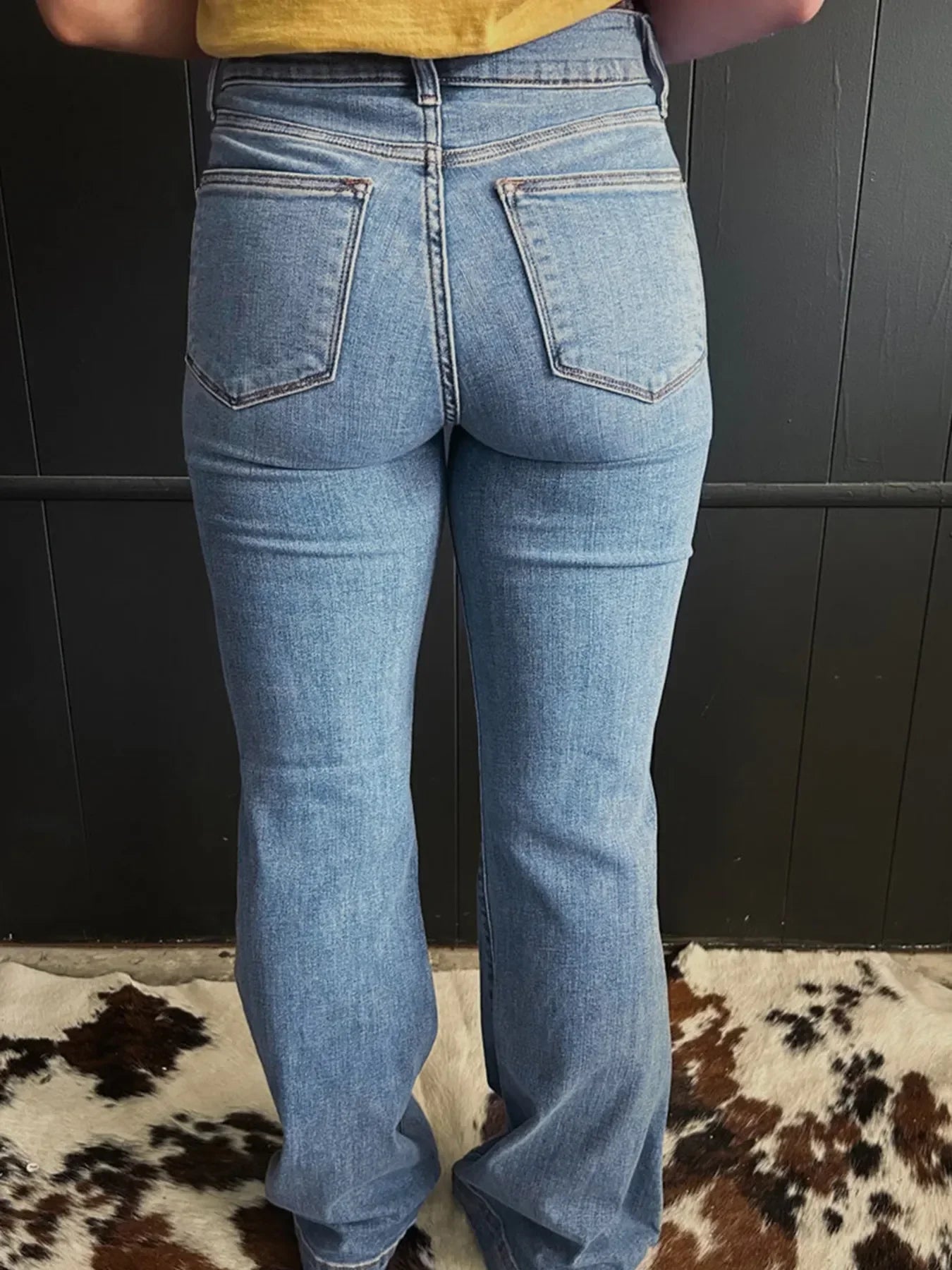 Coastal High-Waisted Flare Jeans With Seam Detail - Southern Shores Clothing