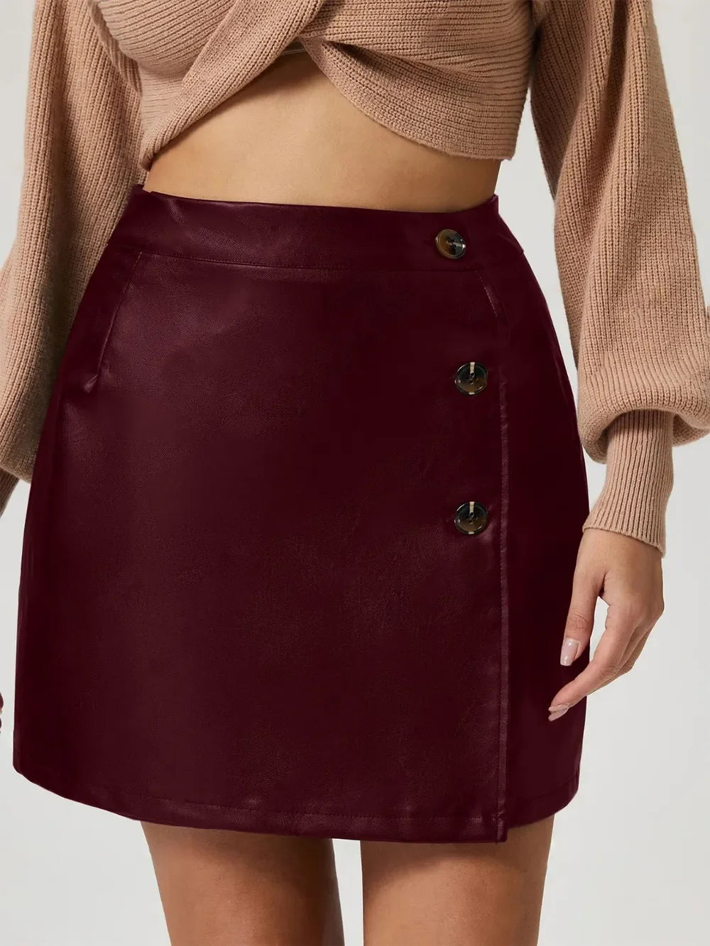 Buttoned High Rise Mini Skirt Chic Casual - Southern Shores Clothing