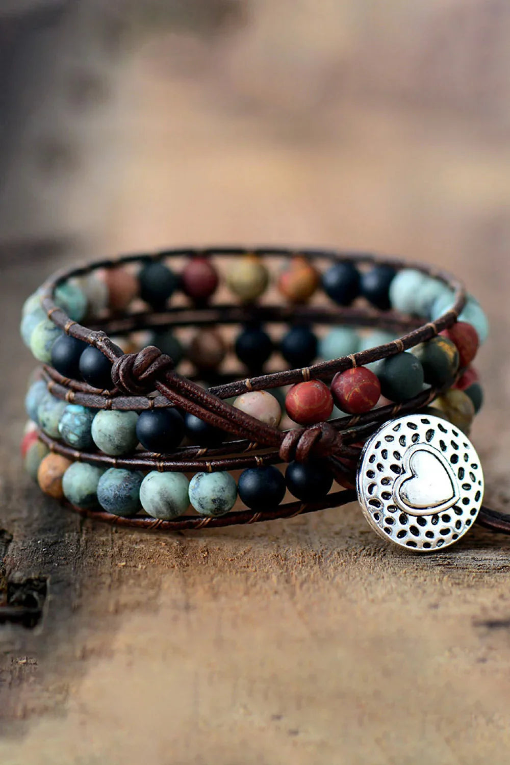Triple Layer Beaded Agate Bracelet With Natural Stones - Southern Shores Clothing