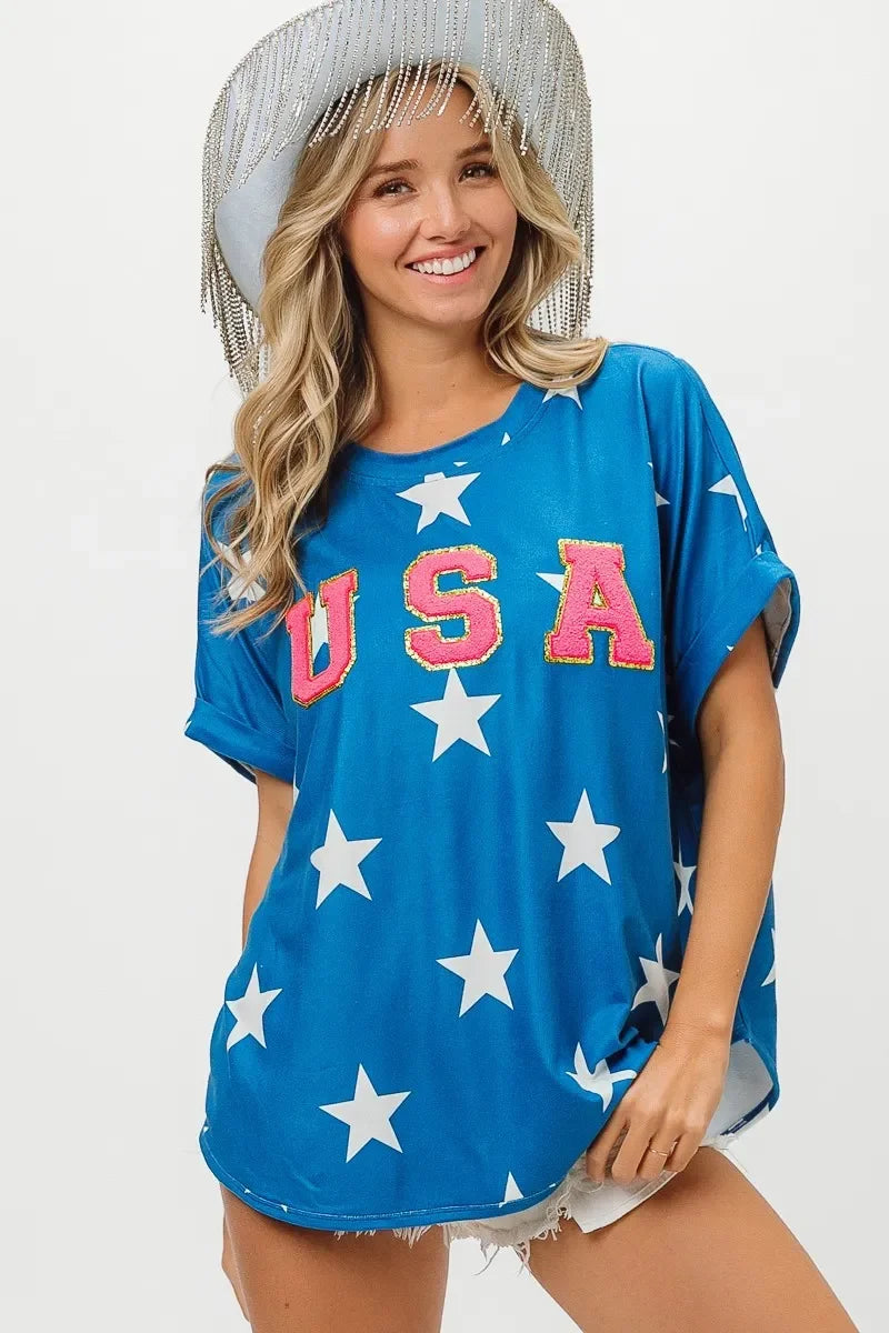 Fourth Of July Star Knit T Shirt Patriotic Celebration - Southern Shores Clothing