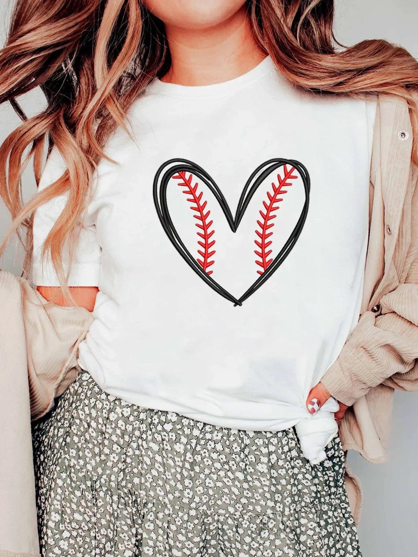 Heart Graphic Short Sleeve T Shirt With Stretch Fabric - Southern Shores Clothing