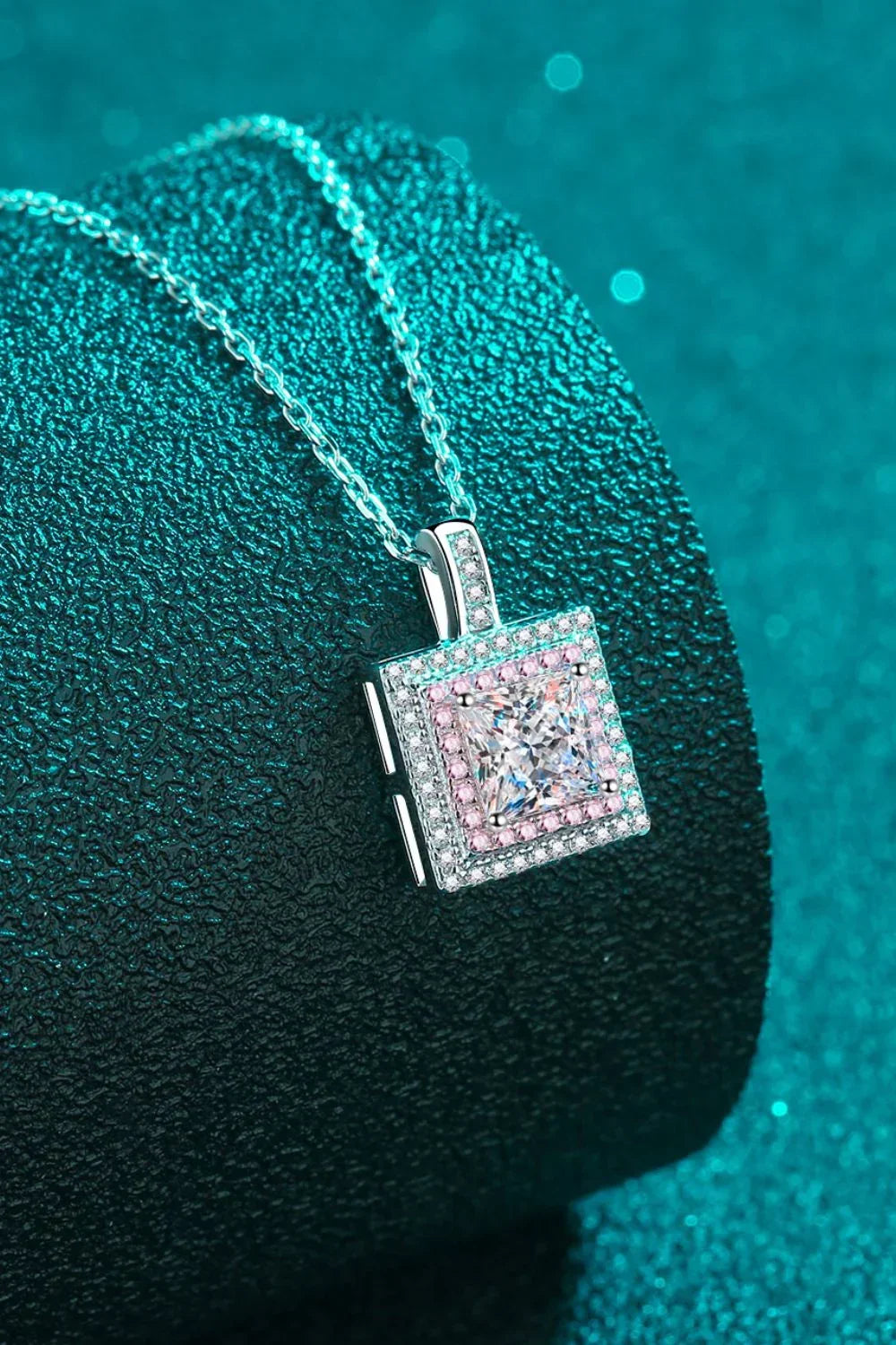 1 Carat Moissanite Square Pendant Necklace - Southern Shores Clothing