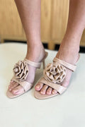 Floral Leather Stiletto Heel Sandals Evening - Southern Shores Clothing