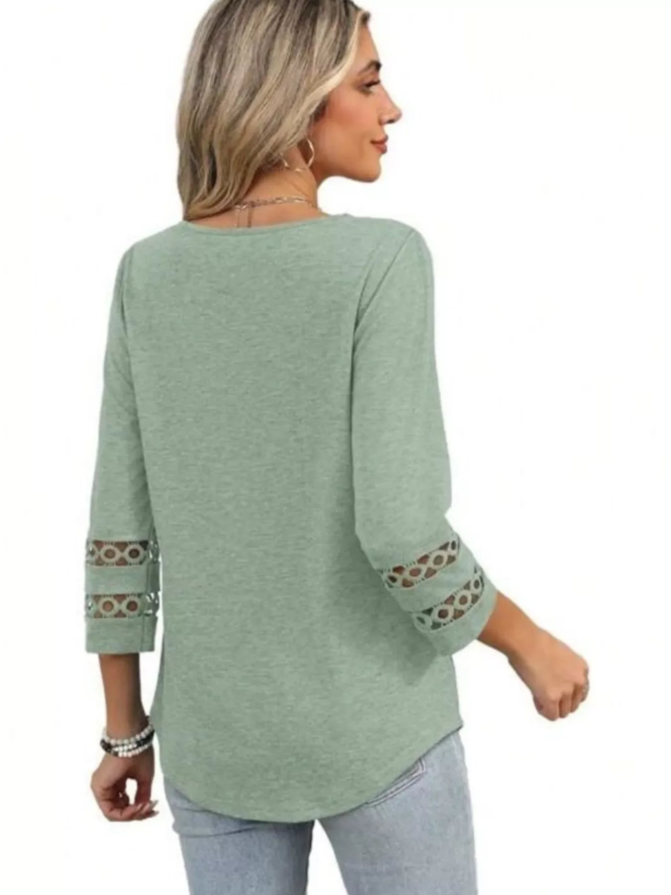 Full Size V-Neck 3/4 Sleeve T-Shirt Plus Size - Southern Shores Clothing
