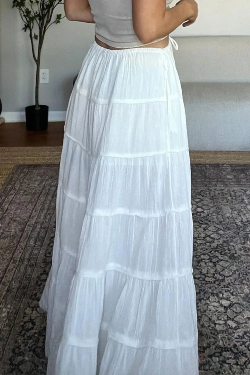 Bohemian Tiered Maxi Skirt With Drawstring Waist - Southern Shores Clothing