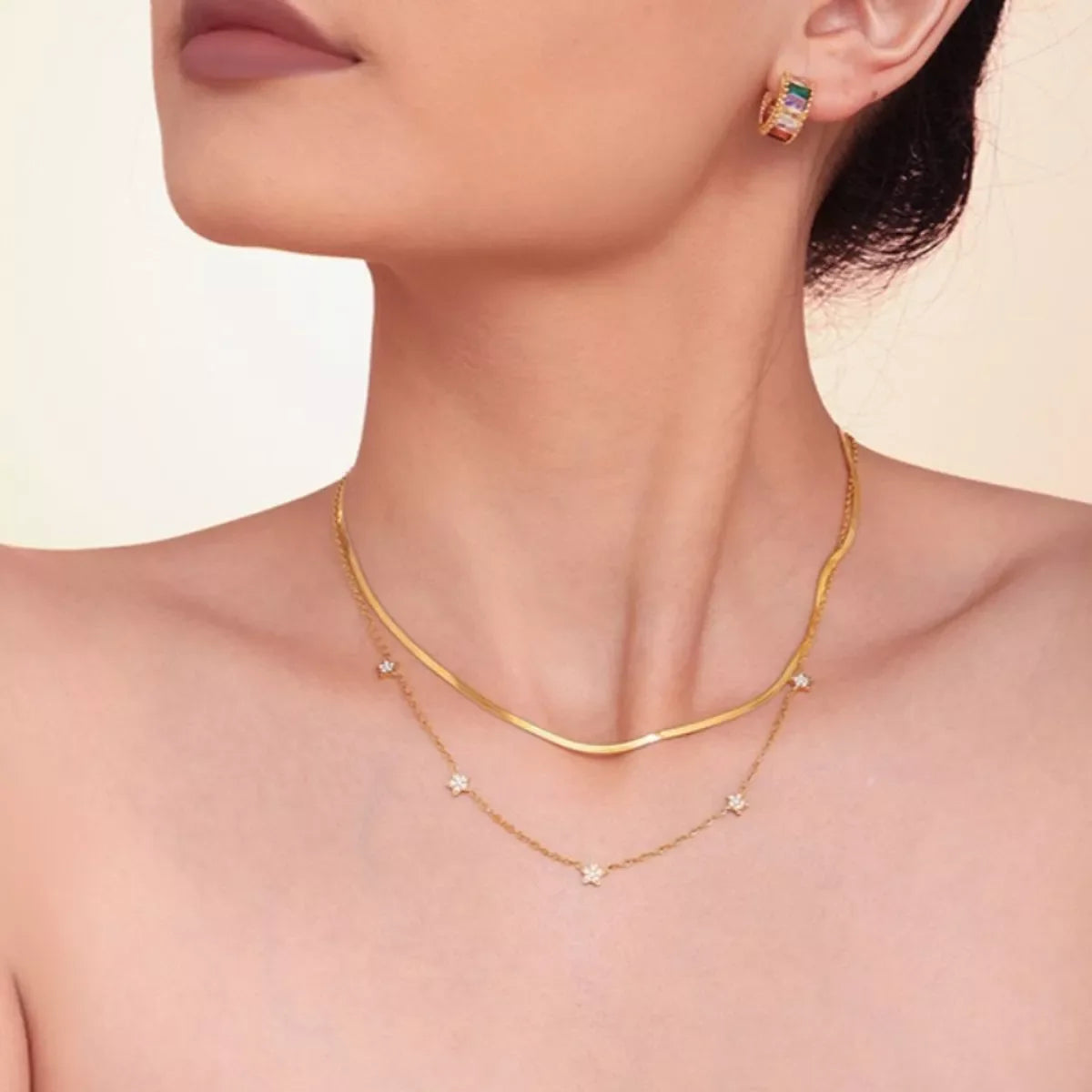 Two-Piece Zircon Necklace Set With Adjustable Chains - Southern Shores Clothing