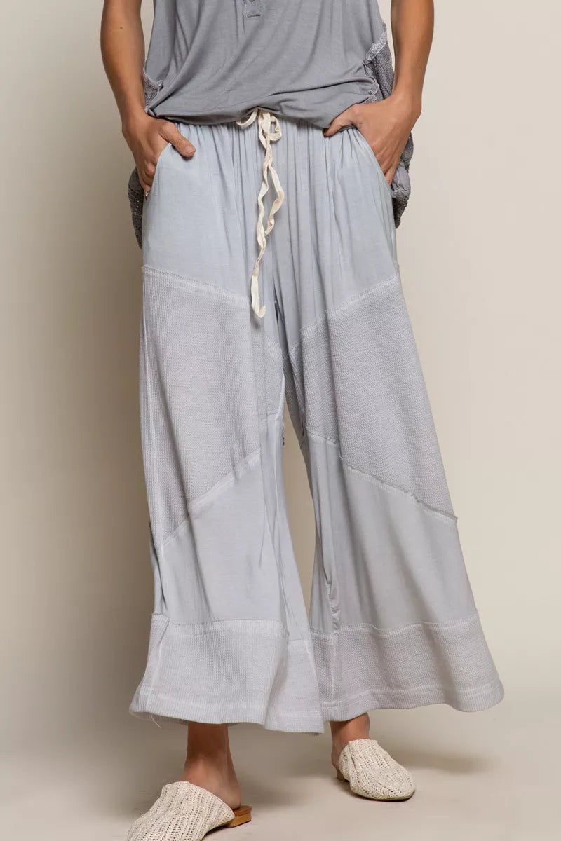 Southern Shores Ribbed Culotte Wide Leg Pants with Elastic Waist