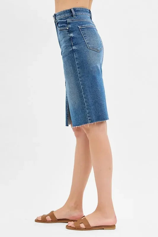Plus Size High Rise Front Slit Pencil Skirt - Southern Shores Clothing
