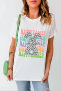 Happy Easter Round Neck Short Sleeve Graphic Tee - Southern Shores Clothing