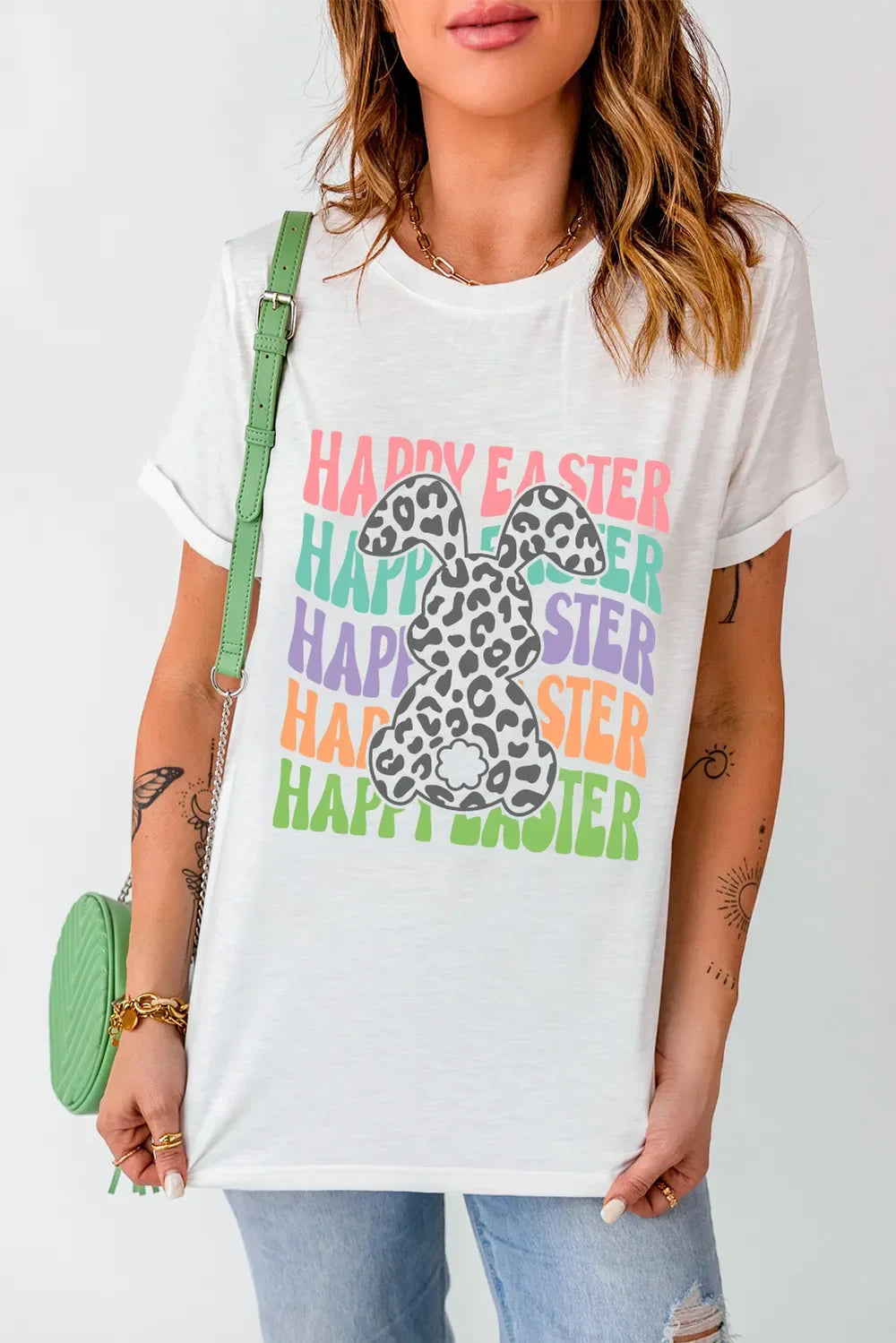 Happy Easter Round Neck Short Sleeve Graphic Tee - Southern Shores Clothing