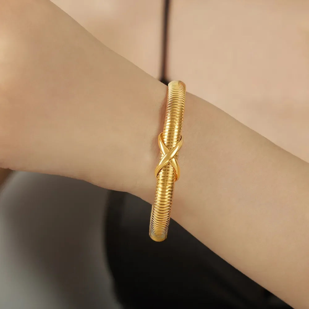 18K Gold Plated Titanium Steel Spring Shape Bracelet - Southern Shores Clothing