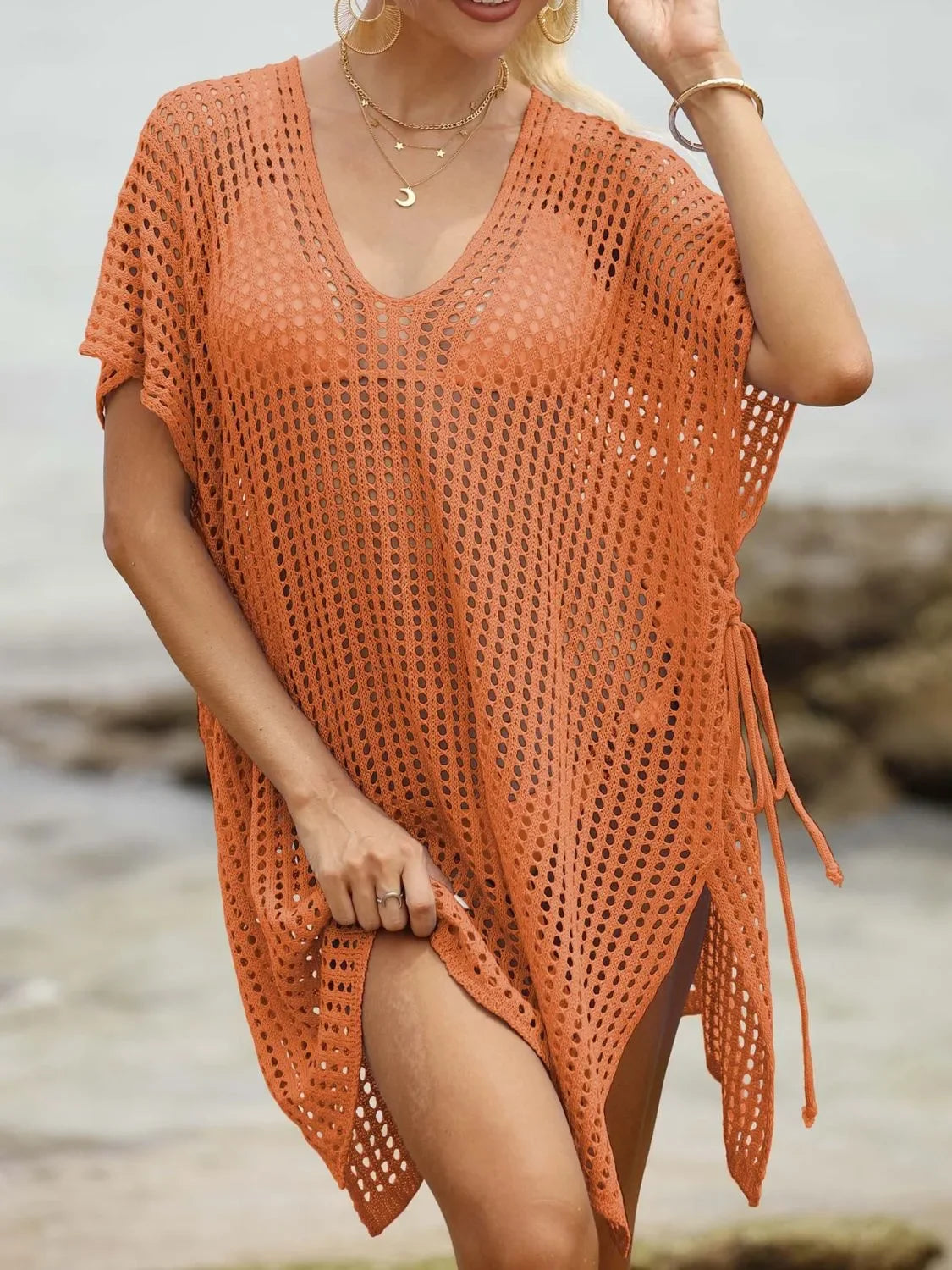 V-Neck Side Tied Swimwear Cover-Up One Size - Southern Shores Clothing