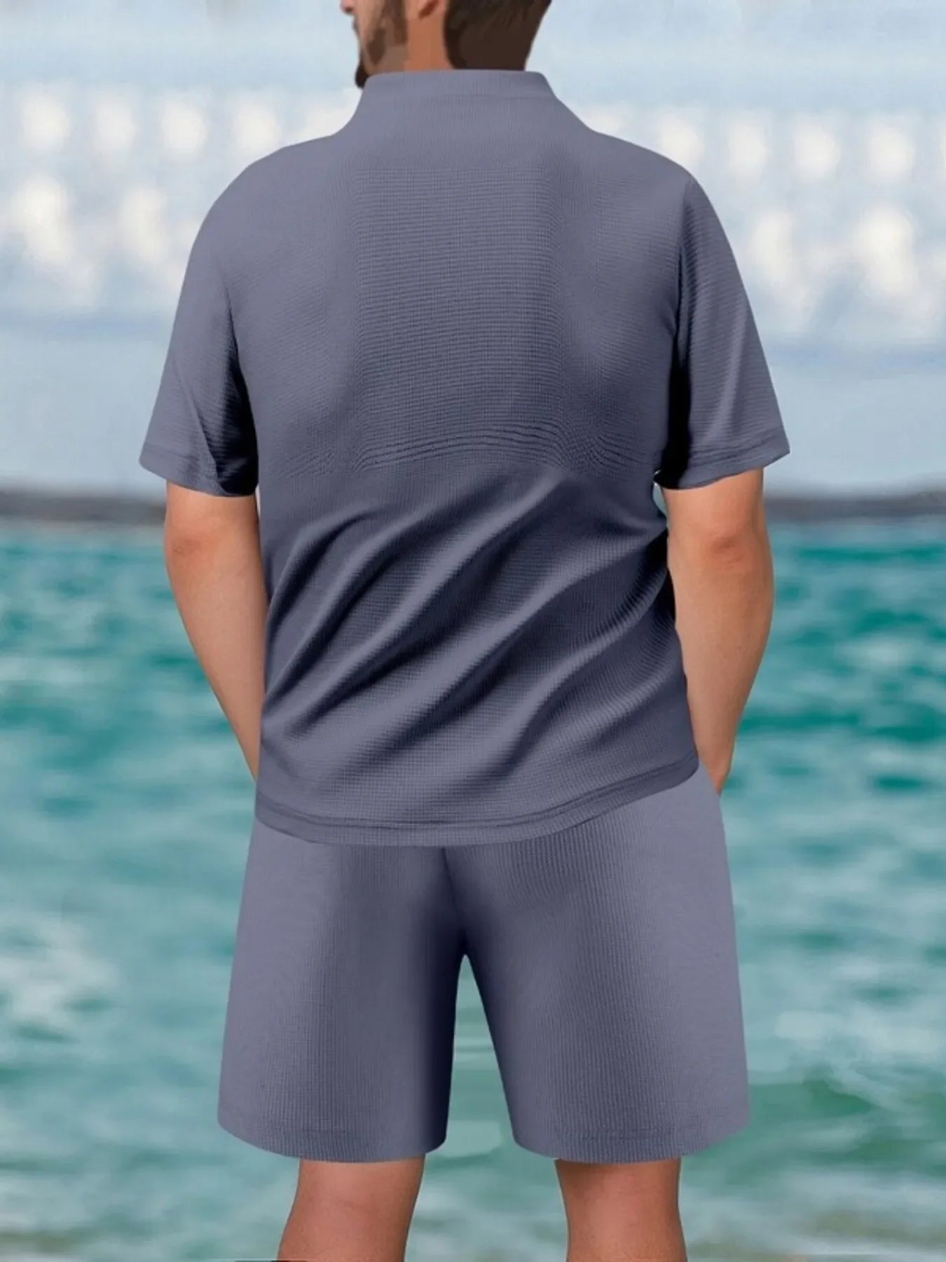 Men's Full Size Zip Front Short Sleeve Top and Shorts Set Plus Size - Southern Shores Clothing