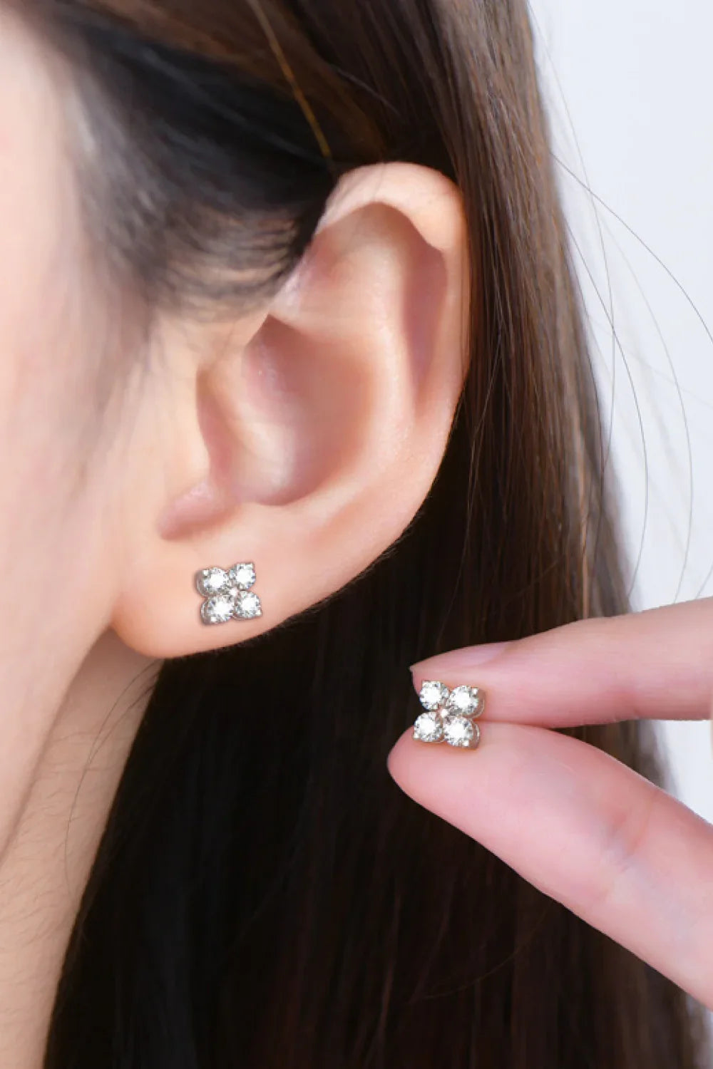 Moissanite Four Leaf Clover Earrings Sterling Silver - Southern Shores Clothing
