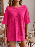 Textured Round Neck Oversized T Shirt With Stretchy Fabric - Southern Shores Clothing