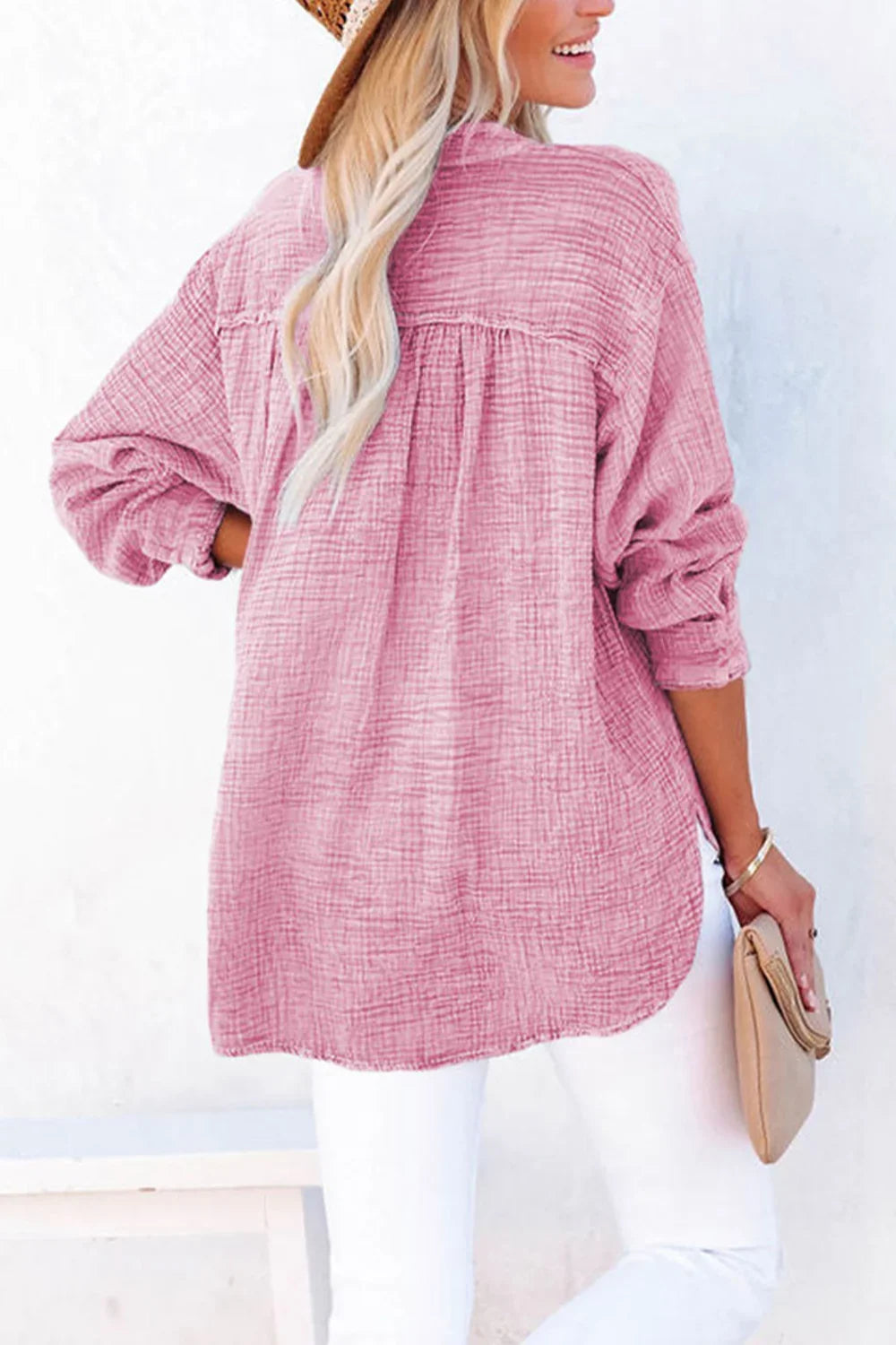 Timeless Southern Shores Clothing Buttoned Long Sleeve 100% Cotton Blouse with Versatile Style - Southern Shores Clothing