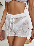 Drawstring Cutout Stretch Swim Shorts For Beach Days - Southern Shores Clothing