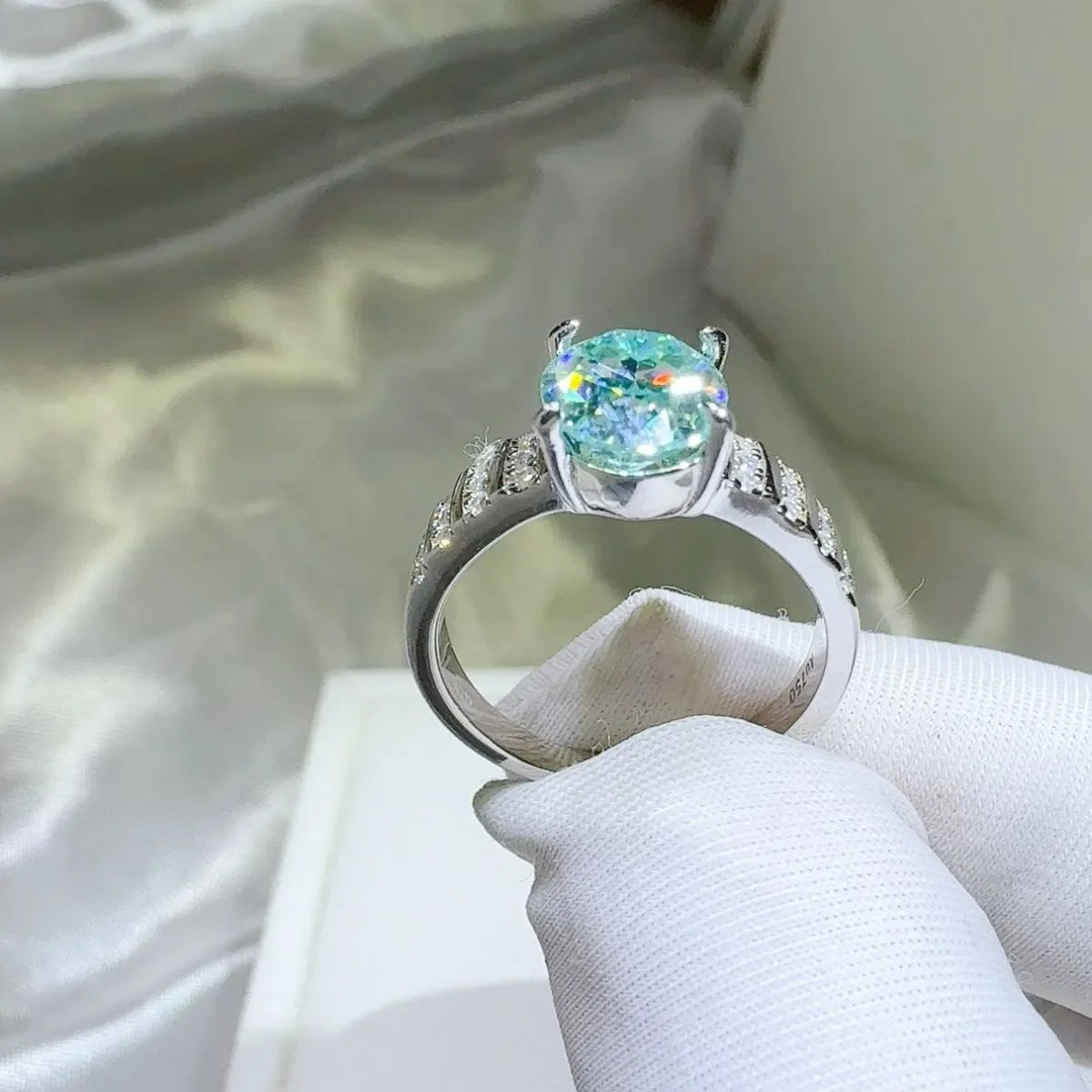 2 Carat Moissanite Platinum Plated Sterling Silver Ring - Southern Shores Clothing