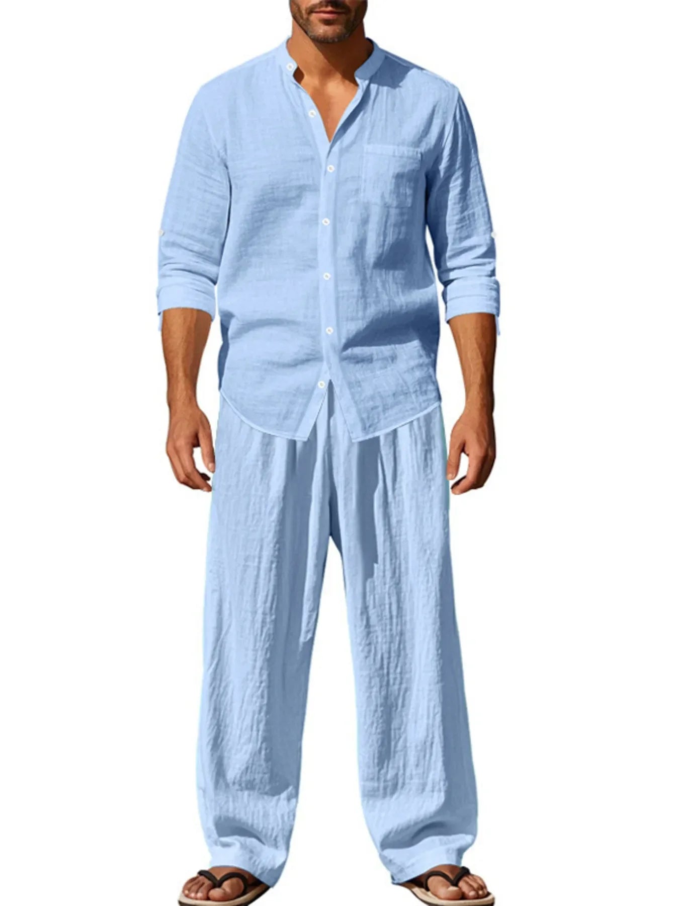 Men's Full Size Button Up Shirt and Pants Set Plus Size - Southern Shores Clothing