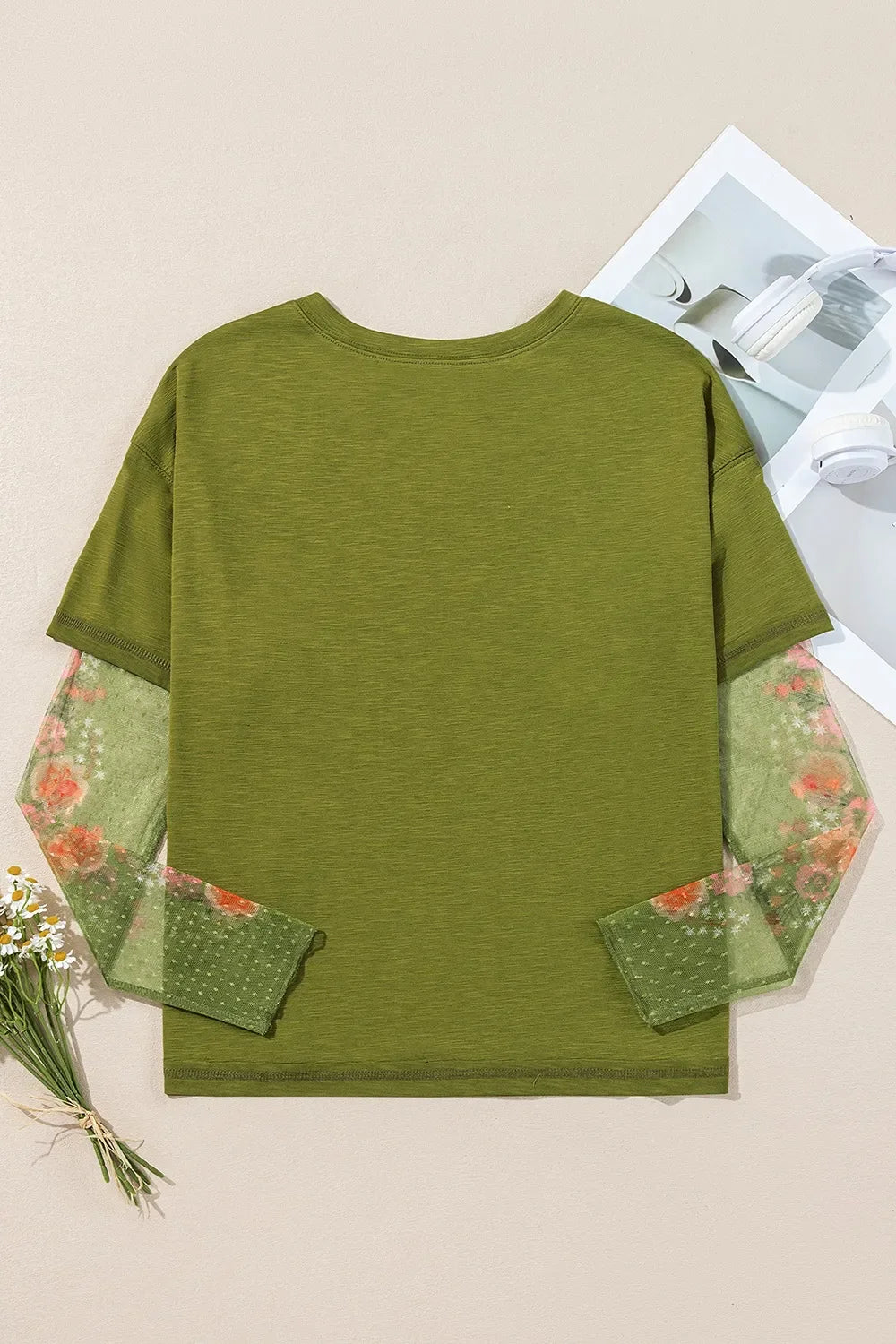 Round Neck Mesh Long Sleeve T-Shirt - Southern Shores Clothing