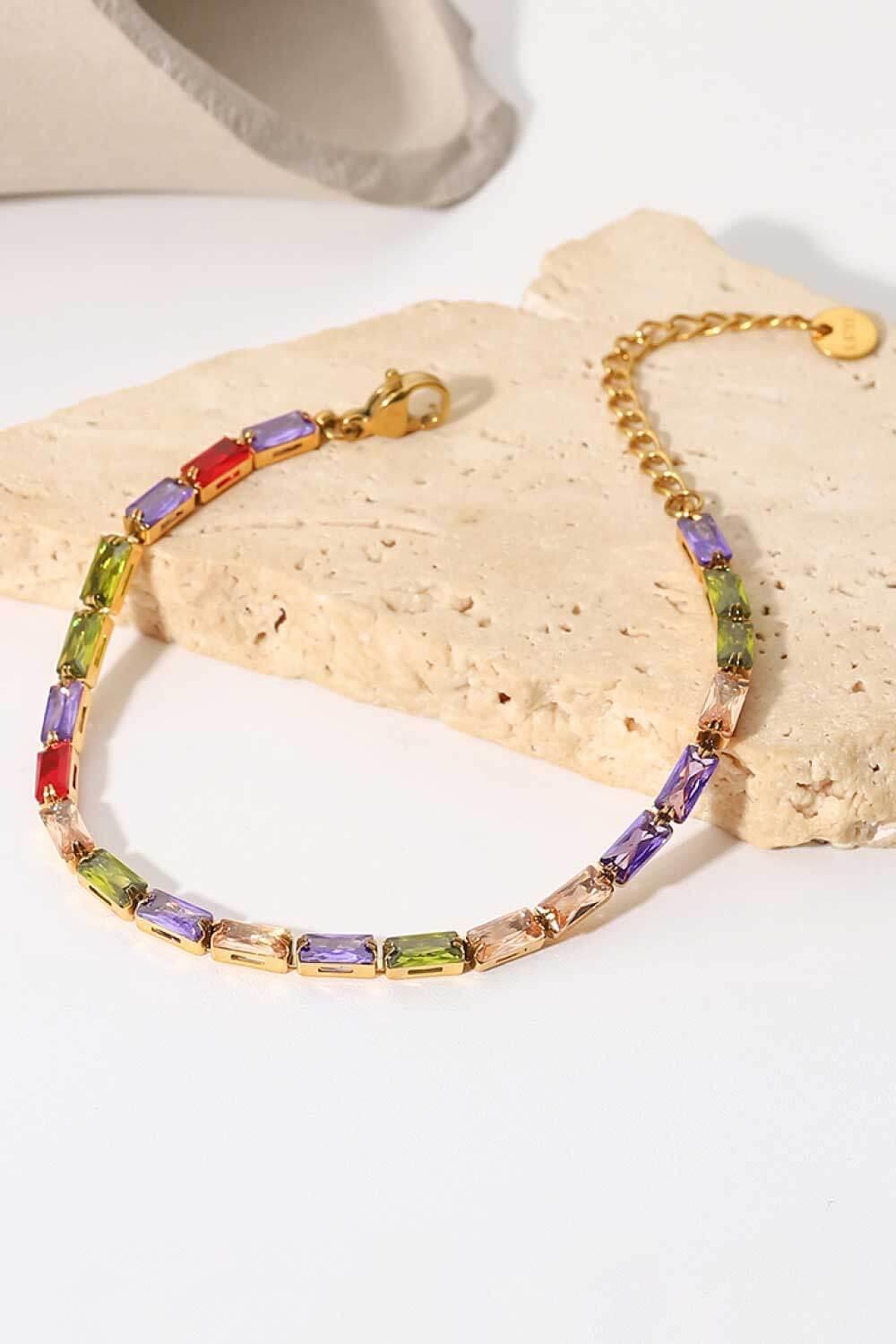 18K Gold Plated Multicolored Cubic Zirconia Bracelet - Southern Shores Clothing