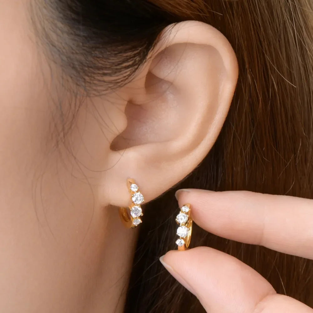 Sterling Silver Moissanite Huggie Earrings Lightweight - Southern Shores Clothing