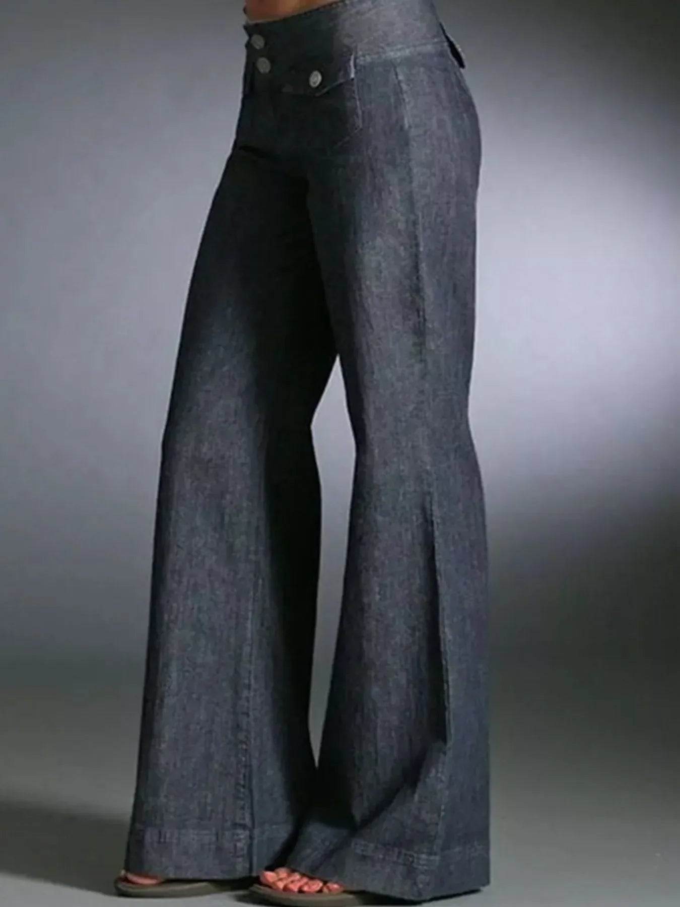Plus Size High-Waisted Wide-Leg Jeans With Comfort Fit - Southern Shores Clothing