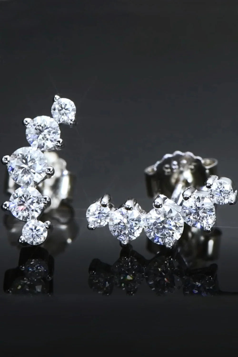 Minimalist Moissanite Earrings, Platinum-Plated Silver - Southern Shores Clothing